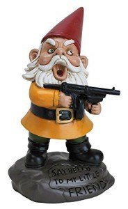 Funny Garden Gnomes - Angry Gnome with a Machine Gun