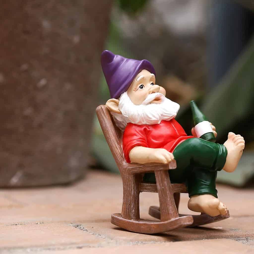 Funny Rocking Chair Drinking Garden Gnome